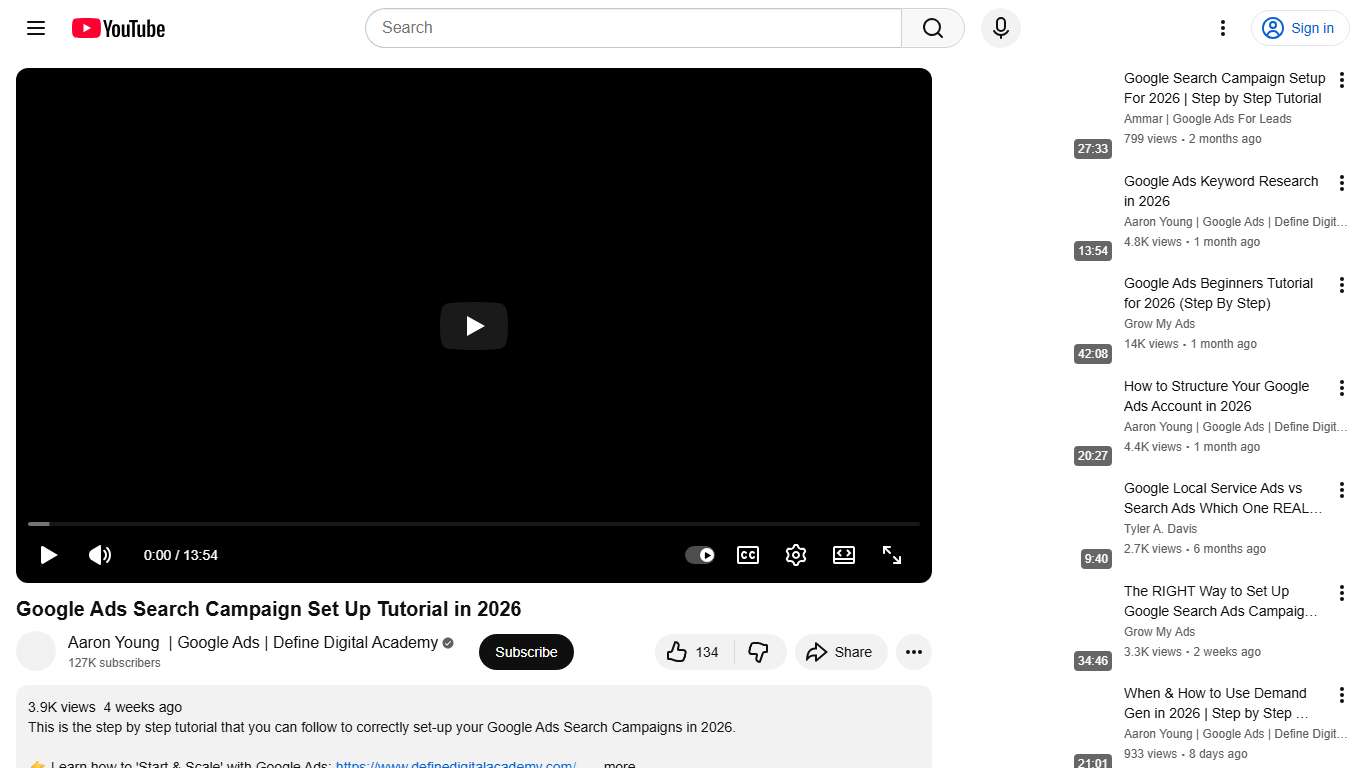 Google Ads Search Campaign Set Up Tutorial in 2026 - YouTube